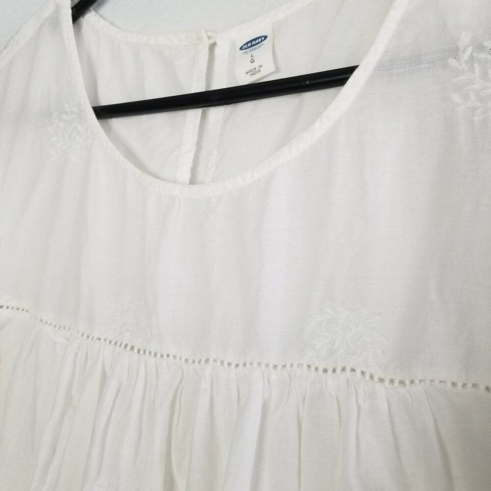 Old Navy White Women's Blouse L Short Sleeve Cotton